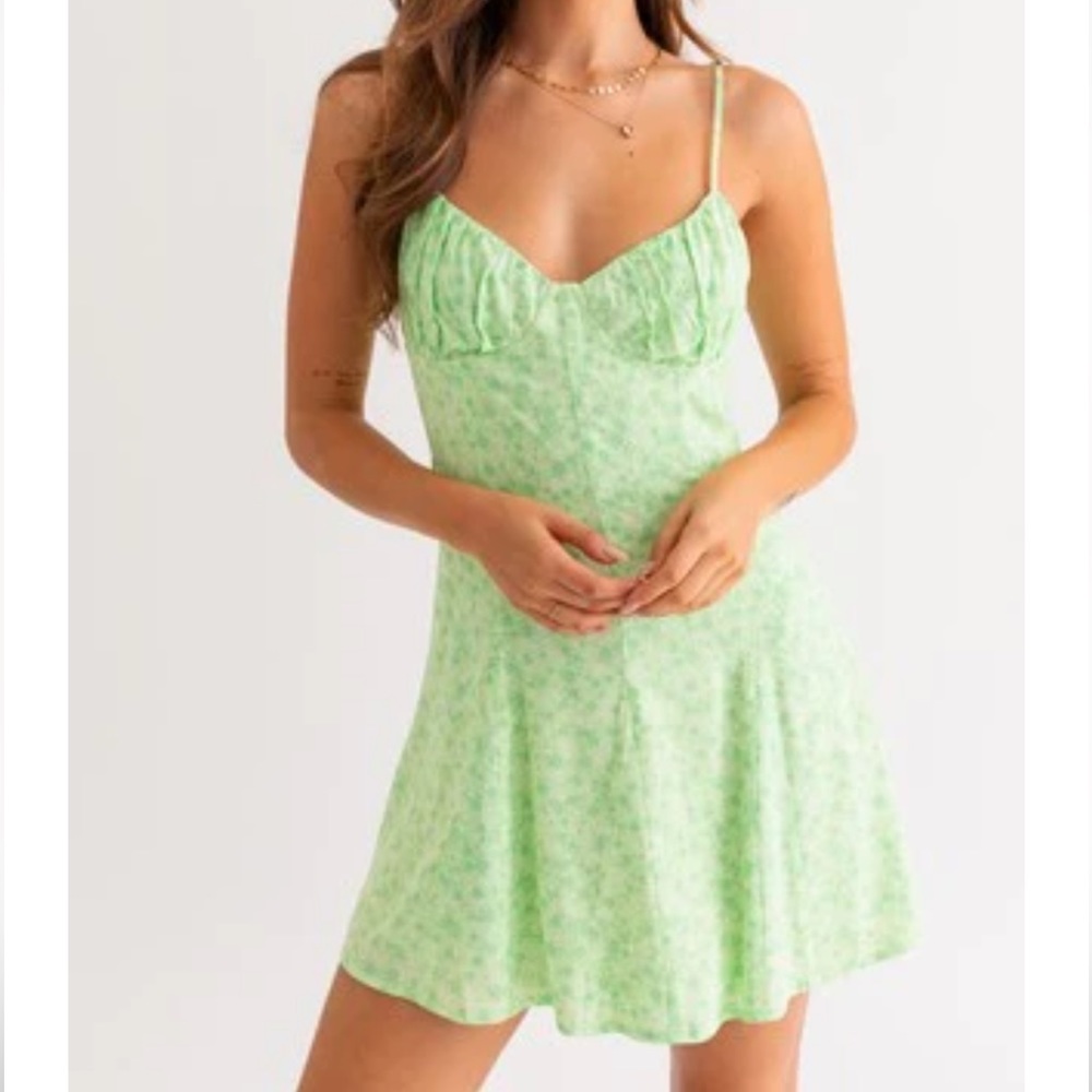 Green floral dress